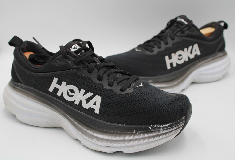Size 8 B - Hoka One One Bondi 8 Black White (Women's) - 1127952 BWHT